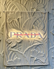Prada Off White Floral Embossed Texture Print Flannel Throw Blanket IMG_2770